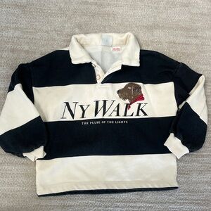 Zara rugby polo kids NY walk dog print striped 🐶